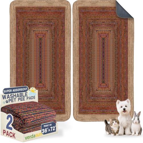 Image of Washable Pee Pads for Dogs, Reusable Puppy Potty Training Pads, Ultra-Absorbent Thick Waterproof Leak-Proof Non-Slip Pads & Mat for Crate, Playpen, Floor, Whelping & Housebreaking , 2 Pack 36 inchx72 inch