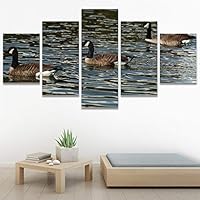 SIGNWIN 5 Panel Canvas Wall Art Birds Closeup Multicolor Photography Realism Relax/Calm Romantics for Home Decorations Ready to Hang - 60