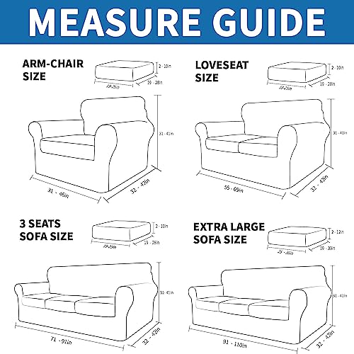 XINEAGE 2025 New 4 Pieces Extra Large Couch Covers for 3 Cushion Sofa Super Stretch Sofa Cover for 3 Large Seat Cushion Universal Slip Cover for Living Room (Blackish Green), 91"-110"(3 Cushions)