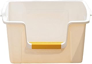 figatia Caixa de areia para gatos Bandeja de areia para gatos Recipiente de caixa de areia fácil de limpar, à prova de respingos, caixa de areia profunda para, BRANCO