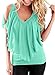Alvaq Womens Summer Sexy Short Sleeve Loose V Neck Top Blouses Plus Size Large Green