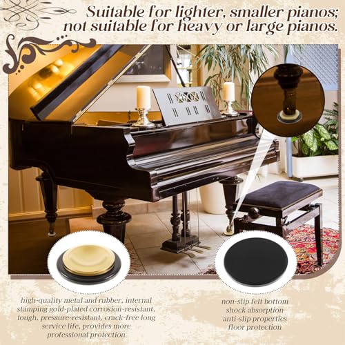 Image of 4 Pcs Piano Caster Cups, Single Layer, Metal Rubber | Metal Rubber Caster Cups, for Hardwood Floors, Grand Piano Floor Protectors, Heavy Duty Non-slip Felt Bottom Leg Pads