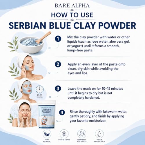 Image of Moroccan Nila Powder For Face - 100% Natural Blue Powder for Skin Brightening, Tan Removal & Detox | Traditional Moroccan Hammam Beauty Treatment For Face & Body Care (50g + 50g (Nila + Serbian))