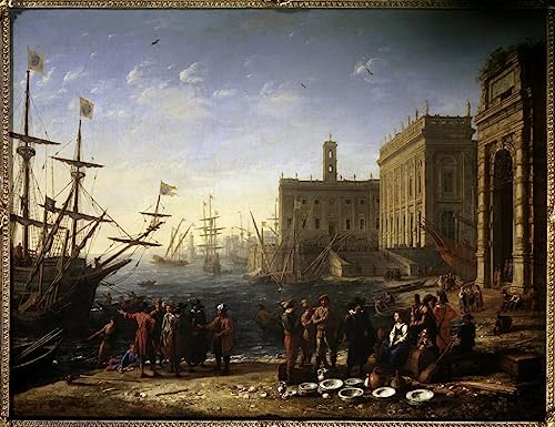 Pintura sobre lienzo de Claude Lorrain para decorar salones elegantes de 60x90cm