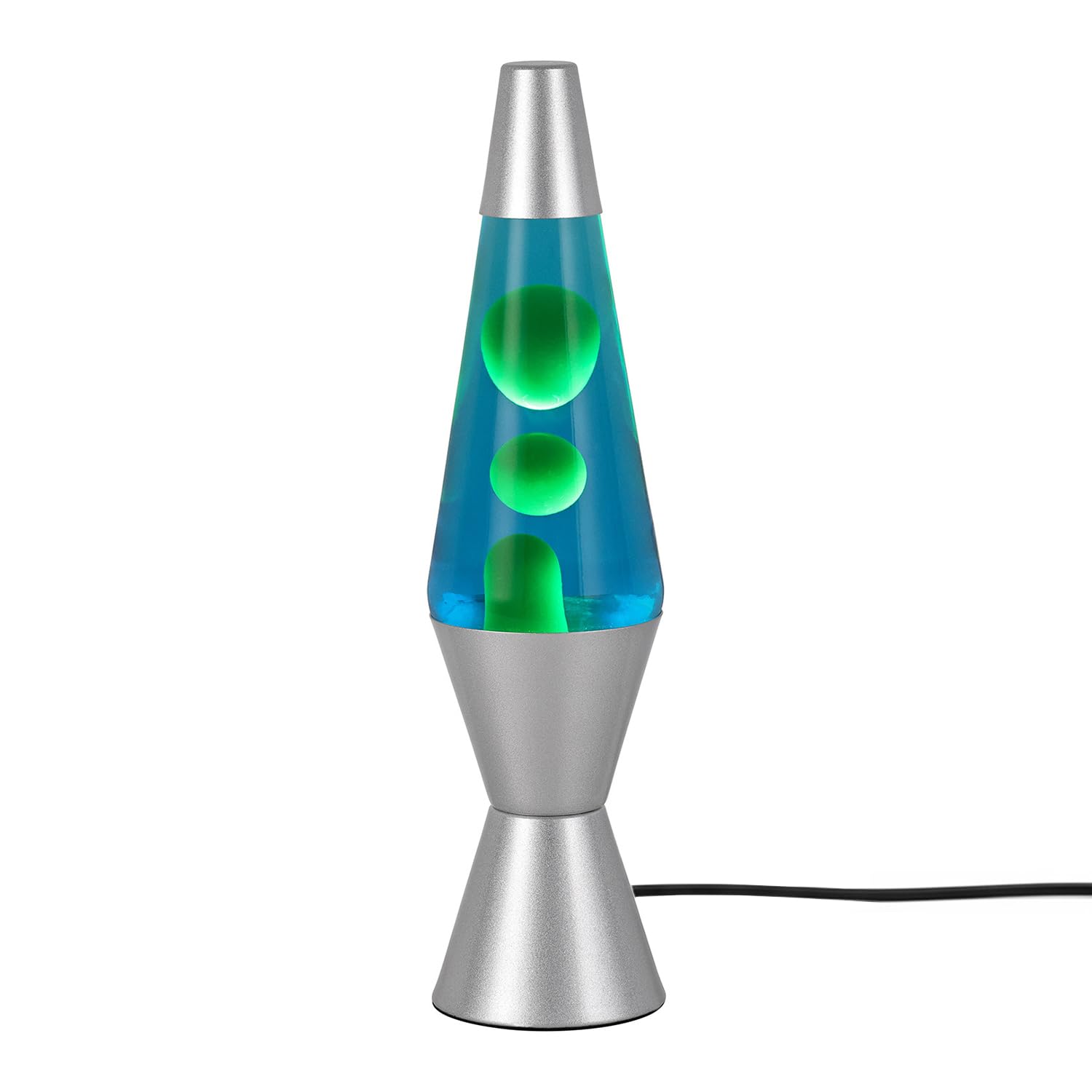 KARP 14.5 Inch Lava Lamp (Blue Water & Green Lava) | Silver Base, Metal & Glass | 220-240V 50Hz | R39 E14 25W Bulb | Run by Plug with Inline Switch | Ambient Night Lamp & Gift for Home Decor & Office-image-44