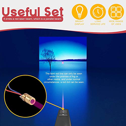 WOWOONE 20pcs 5V 650nm 5mW Laser Diode Laser, 5mw Laser Pointer Head, Red Dot Laser Module, Small Mini Laser Pointer Diod, Diy Dot Laser Pointer, Mini Laser Tube with Leads Head Outer Diameter 6mm