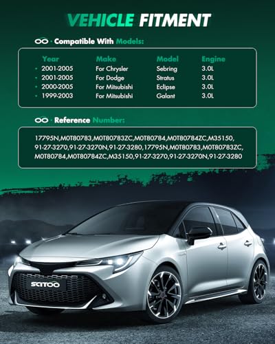 Image of SCITOO Starter Motor 17795N M002T85571 2001-2005 for Dodge Stratus 3.0L 1.2kW /12 Volt CW 8-Tooth Pinion