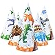 WERNNSAI 12 Stück Dinosaurier Party Hüte - Dinosaurier Party Zubehör für Kinder Dino Mottoparty Geburtstag Spitzer Hut Partyhütchen Hütchen Geburtstagshut Papier Partyhut in 6 Stilen
