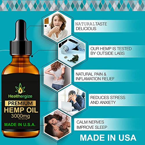 Healthergize Hemp Oil Premium, Non-GMO, Unrefined with Full Flavor and Natural Benefits, Pure Organic, for Calm, Sleep, Discomfort-Product of The USA - Image 3