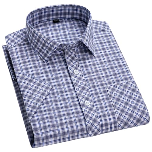 Chemise d'été manches courtes en coton anti-transpiration à carreaux homme