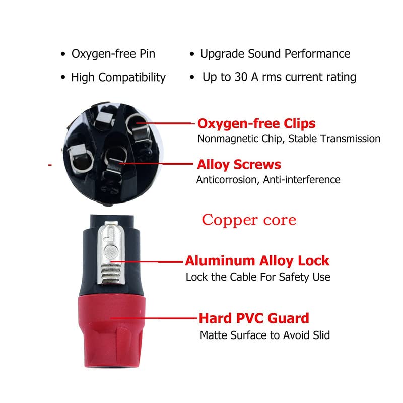 Miniatura 3 de Conectores de cable para altavoz de escenario, conector de cable adaptador de speakon, 4 polos, 4 pines, bloqueo de torsión, amplificador de corona