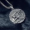 bahamut Mens Viking Fenrir Wolf Odin Raven Pendant Necklace,Norse Amulet Jewelry Viking Gifts for Men (Silver Fenrir Wolf) #1