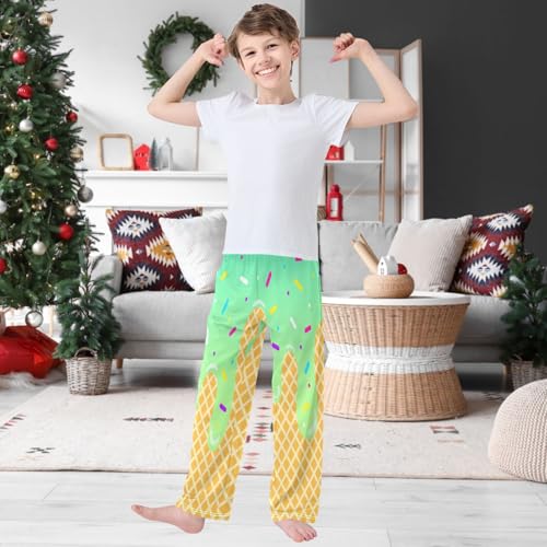 Boy's Pants Mint Ice Cream Jogger Pants Elastic Waist Long Bottoms Trousers with Pockets 6-14 Years2