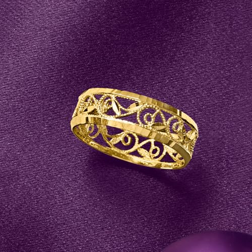 Ross-Simons Italian 18kt Yellow Gold Filigree Leaf Eternity-Style Ring4