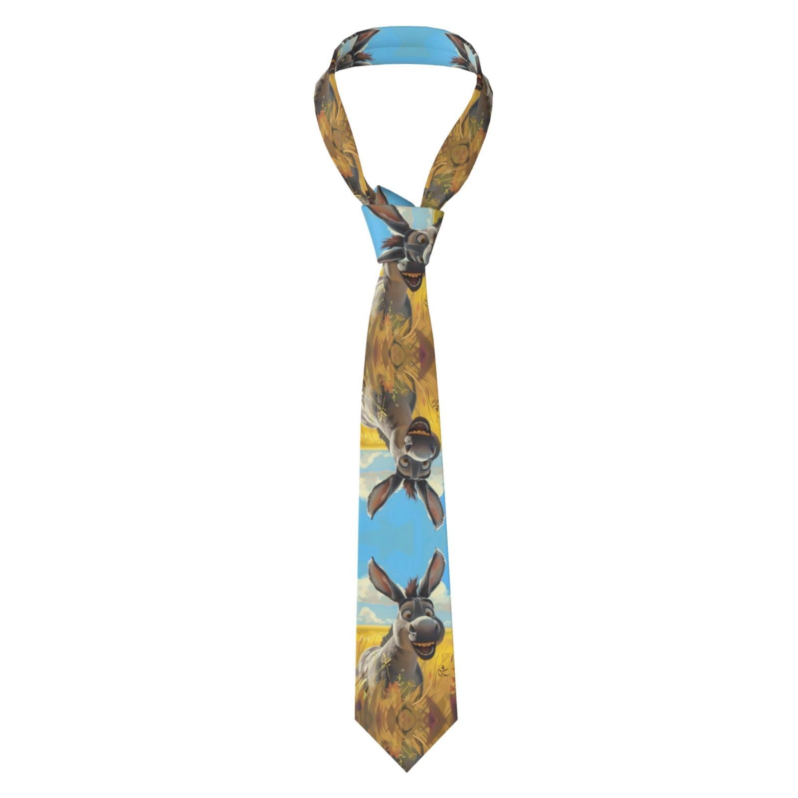 Peiyeety Men's As Pic Funny Countryside Donkey Ties For - Formal Necktie Ties Print Tie Great For Weddings, Business, Dances