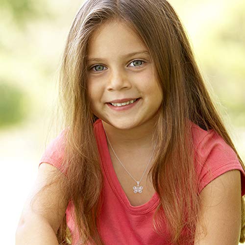 925 Sterling Silver 16" Pretty Pink Cubic Zirconia Butterfly Pendant Necklace for Girls & Preteens - Beautiful Bright Butterfly Link Chain Necklaces for Girls - Elegant & Cute Round CZ Girl Accessory3