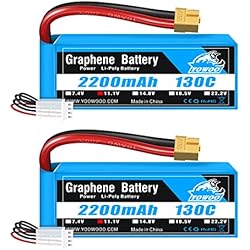 Litio Grafeno Yowoo 3S Lipo Batería 11.1V 2200mAh 130C RC Baterías de Grafeno con Conector XT60 para UAV Drones FPV Bicicleta de Carretera Quadcopters Avión Helicóptero RC Barco Coche RC (2 Paquetes)