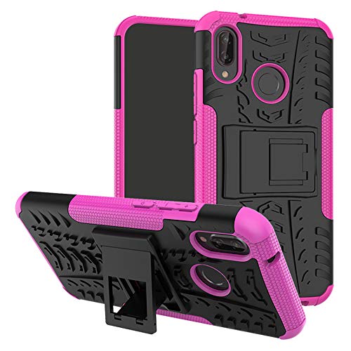 LFDZ Huawei P20 Lite case-Heavy Duty Tough Armour Rugged Shockproof Cover with Kickstand For Huawei P20 Lite(With 4in1 Packaged),Rose Red