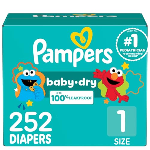 Image of Pampers Baby Dry Diapers, Size 1, 8-14 lbs, 252 Count, Absorbent Disposable Diapers