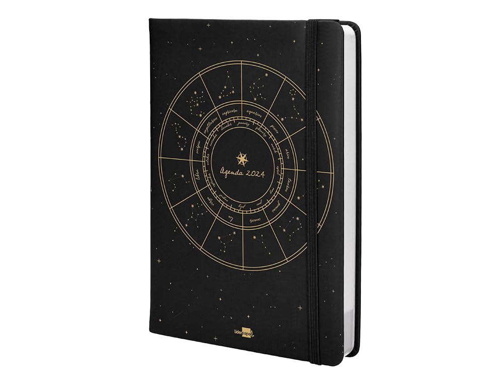 Liderpapel Efira A5 2024 Day Page Black Paper Bound Diary 70 g