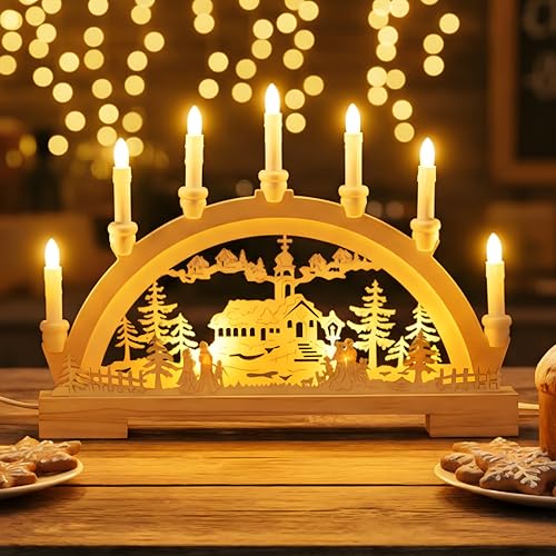 GloBrite Weihnachts-Kerzenbrücke mit 10 LED-Lichtern,...