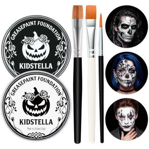 Black White Face Body Paint, Oil Based Halloween Makeup Set with ...