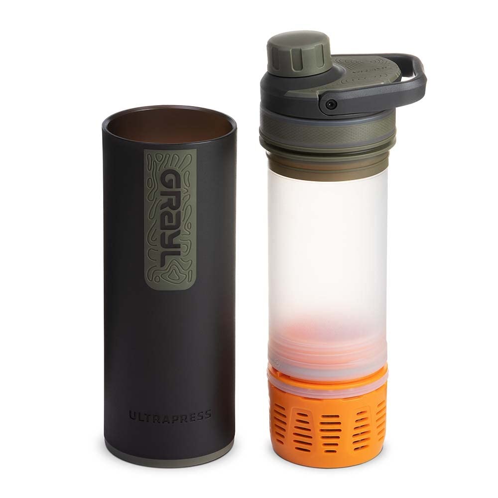 Grayl UltraPress Outdoor- & Reisewasserfilter | für 150L Wasser | Filterkartusche wechselwar | Camo Black mit 1 Ersatzfilter