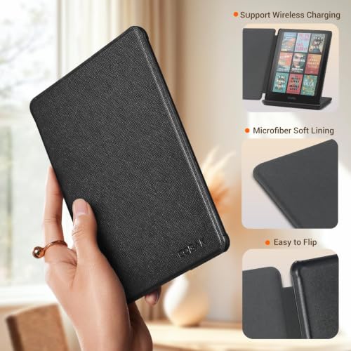 Image of CoBak Case for Kindle Paperwhite 12th Gen 2024 (7 inch) & Colorsoft Signature Edition - All New PU Leather Cover with Auto Sleep Wake Feature for Paperwhite Signature 2024 Released, Black