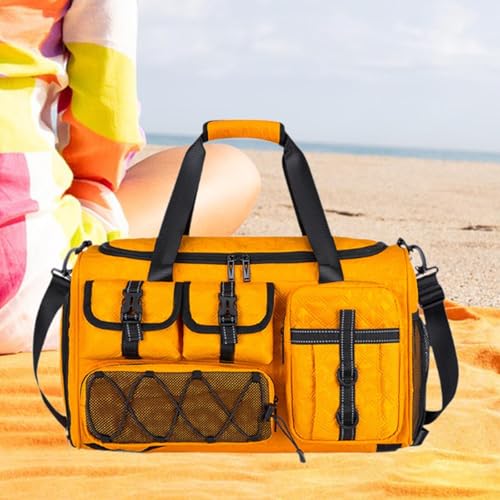 Travel Duffle Bag Sports Gym Bag Men Women for Clothing Sports Backpack Shoulder Bag for Exercise Weekend Fitness Outdoor(Yellow)4