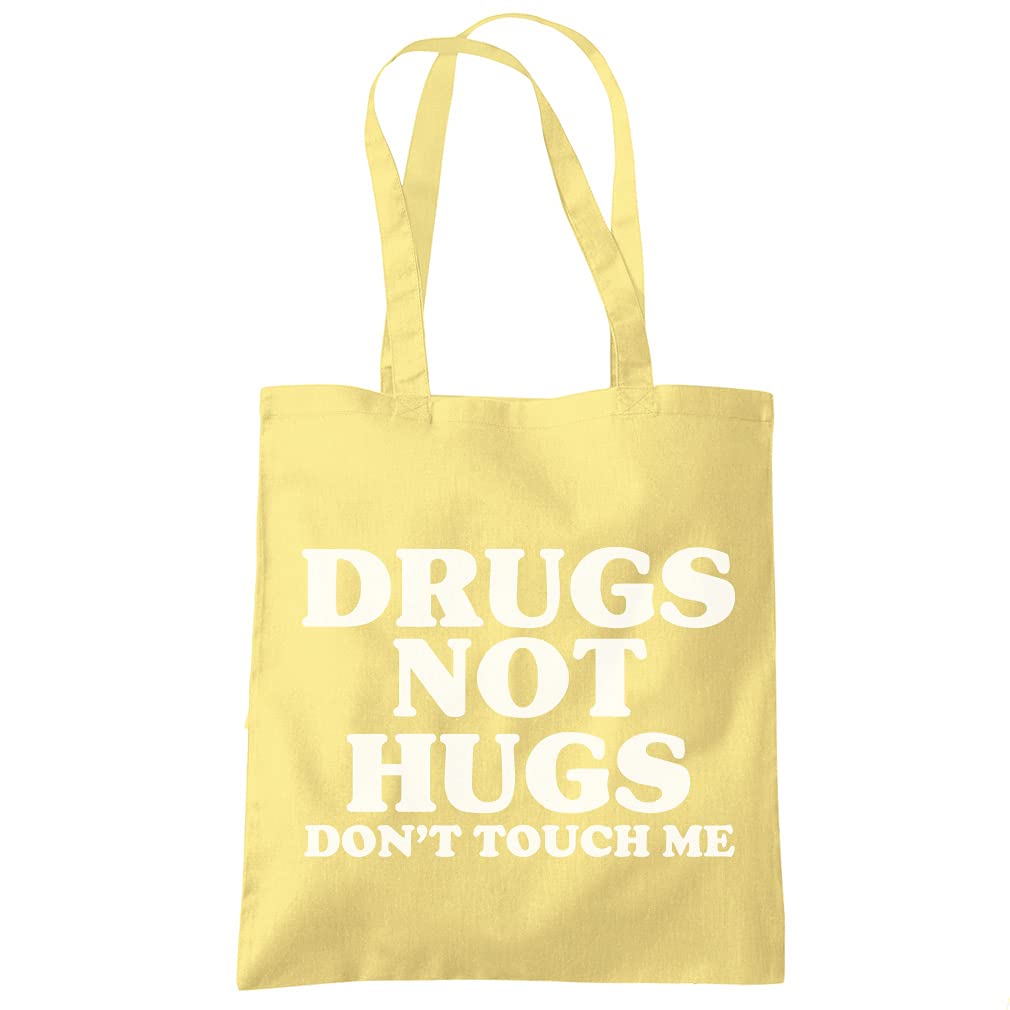 HotScamp Drugs Not Hugs Don't Touch Me - Tote Shopping Bag - Funny Quarantine One size lemon yellow