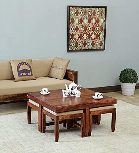 Solid Rosewood Wood Coffee Table Living Room with 4 Stools New CNC Design Center Table | Hotel | Lounge | (GD06)