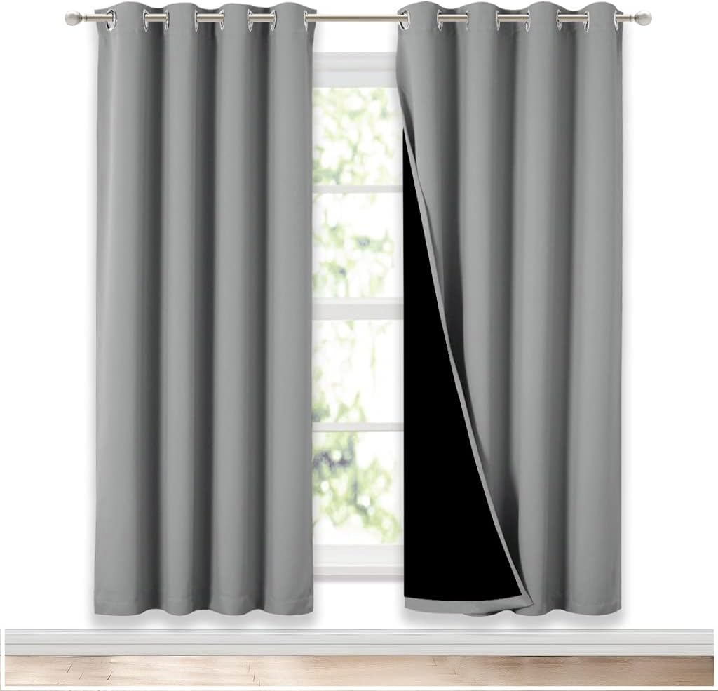 NICETOWN Full Shade Curtain Panels, Silver Grey, 52x72 (pair)