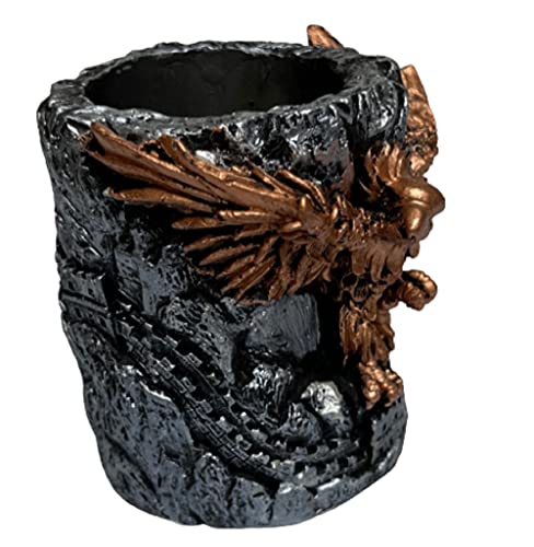 Image of AUGEN Pen Stand Decorative Hand Painted Eagle Design Stationery Holder | Gift Item | Table Top Decor (2083)