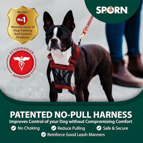 Image of Sporn XS No Pull Dog Harness for Small Sized Dogs - Extra Small, Red, Adjustable, Padded, Easy On and Off Mesh Puppy Harness, Prevents Pulling and Choking