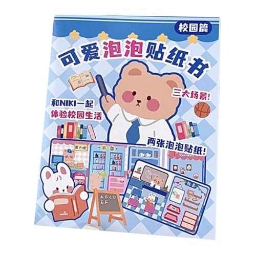 DANAIXZ Libro con adesivi a bolle 3D Fogli decorativi con orsetto carino Kit artigianale fai-da-te per progetti artistici Materiale in PVC Modelli multipli Forniture per scrapbooki