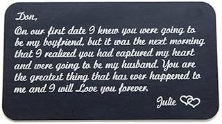 ENGRAVINGS ETC Personalized Wallet Insert, Engraved Wallet Card, Metal Wallet Card, Gift for Dad, Husband, Boyfriend, Love Letter, Couples