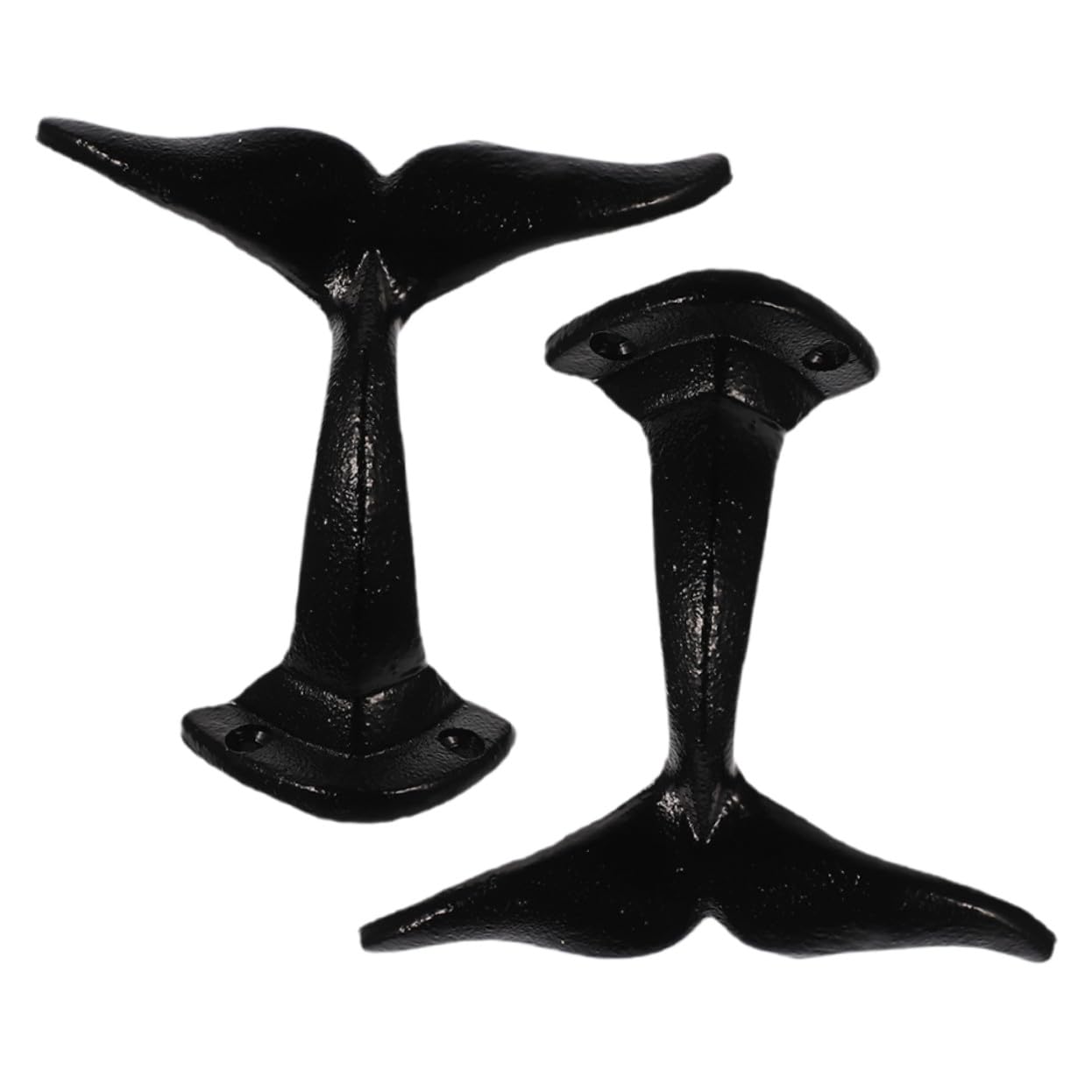 Toyvian Ganci da Muro Gancio Spesso a Forma di Coda di Balena in Ghisa 2 Pezzi Appendini Vintage Neri per Cucine e Hotel