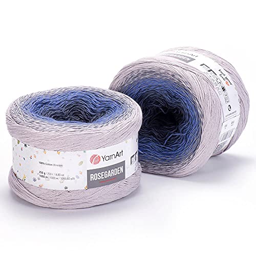Image of Yarn Art Flowers Rosegarden 100% Cotton 250gr 8.80 oz 1094yds Multicolor Cotton Yarn Rainbow Crochet Yarn Spring Summer (315)
