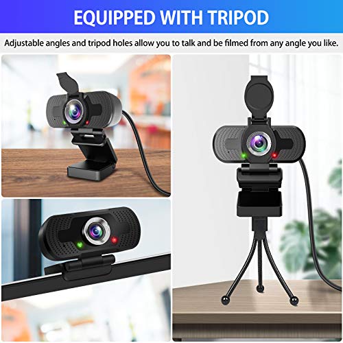 TAKRINK Webcam mit Mikrofon Full HD 1080p Webcam mit Abdeckung und Stativ Streaming Web-Kamera für PC YouTube Skype Videoanrufe Online-Unterricht Lernen Konferenz Spielen – Bild 7