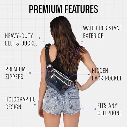 Image of Sojourner Holographic Rave Fanny Pack - Packs for Festival Women, Men | Cute Fashion Waist Bag Belt Bags (Glitter - Black)