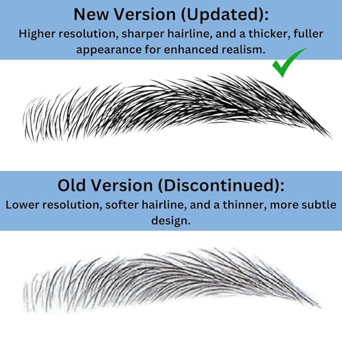 Bliss and Beyond USA | Men Waterproof Eyebrow Tattoo Stickers. A real hair stroke look. Hair replacement without surgery. Solution for hair loss. Tinted eyebrow tattoos. (MEN) (Black, Large)