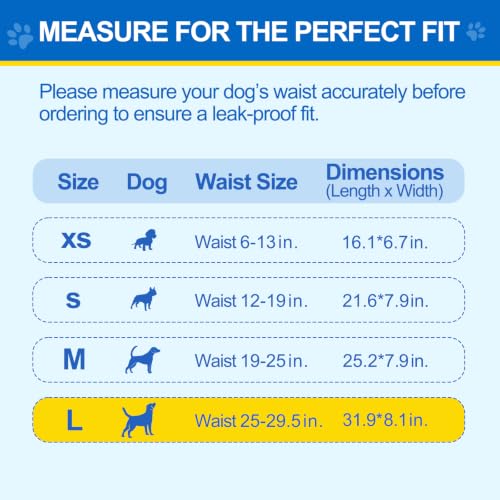 Image of Wowflash 100 Count Dog Belly Bands for Male Dogs, Male Dog Diapers Disposable, Leakproof Dog Wraps with Wetness Indicator, Breathable Quick-Dry, Secure Fit for Doggy Puppy Training, Large