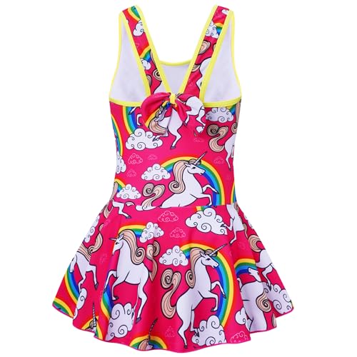 Image of Akokvlar Girl One Piece Swimsuit with Skirt Bathing Suit Swimwear 3-16Y