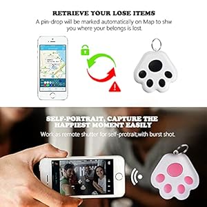 Bluetooth tracker key finder paw gps tracker wireless two way locator devices selfie accessories anti lost alarm wallet key luggage child pet finder mini smart tracker black paw   cucciolini doodles