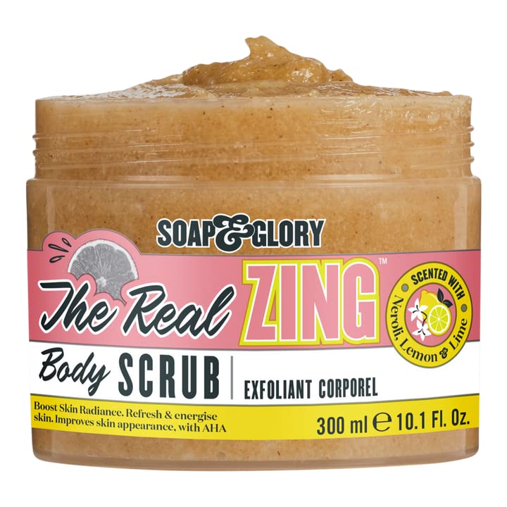 Miniatura 2 de Soap & Glory The Real Zing Body Scrub - Exfoliante de azúcar suavizante y pulidor, esmalte corporal con aroma a cítricos y limón, exfoliante de sal