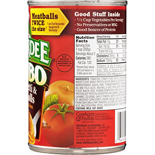 Image of b'Chef Boyardee, Jumbo Spaghetti and Meatballs, 14.5-Ounce Can (Pack of 6)'