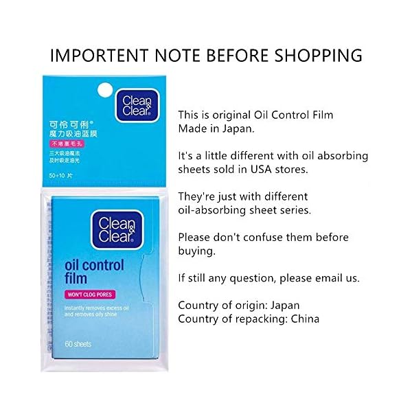 Oil-Control-Film-Same-Series-with-Clean-Clear-Oil-Absorbing-Sheets-for-Oily-Skin-Care-Blotting-Paper-to-Remove-Excess-Shine-60-Sheets-Pack-of-5 Oil Control Film Replacment for Clean & Clear Oil-Absorbing Sheets,5pack(total 300sheets)Oil Blotting Sheets for Face,9% Larger,Makeup Friendly High-performance Handy Face Blotting Paper for Oily Skin