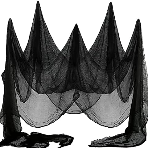 Wzone Halloween Creepy Cloth 215 x 500 CM (84 x 197 in), Black Scary Spooky Muslin Cotton Halloween Party Cover Decorations for Haunted Houses Party Doorways Outdoors Cover