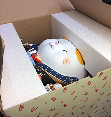福助 招き福助 招き猫 Amazon.co.jp: 彩絵 七福神 福助 招き猫 7号 置き物 7539