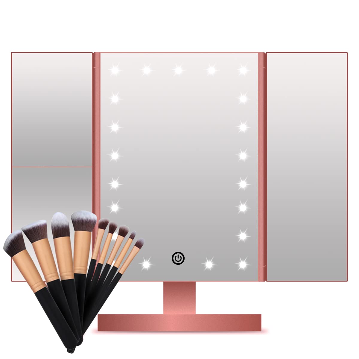 FASCINATE Lighted Makeup Mirror, Trifold Vanity Mirror